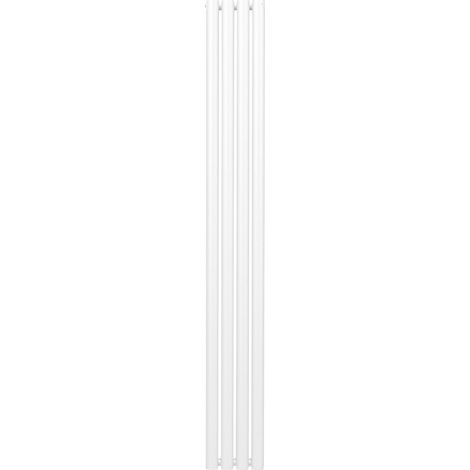 Radiador De Columna Ovalada 1800mm x 240mm Vertical  Blanco   Acero  Montado en pared  Kit de fijación y soportes  + Cepillo de limpieza GRATIS  Calefacción estufa calefactor