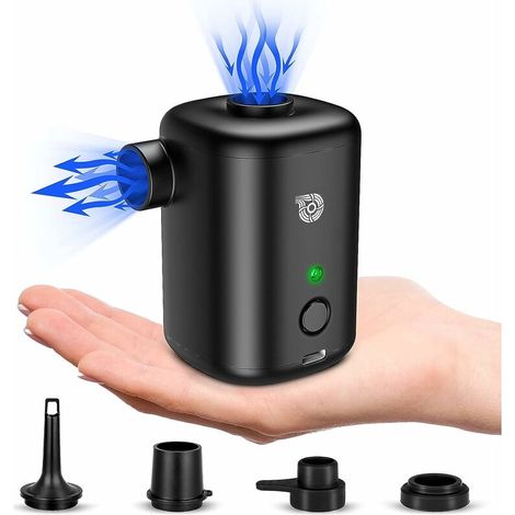 RHG Pompe de gonflage électrique 4000 mAh, pompe à air rechargeable à batterie, pompe à air portable avec 4 jets d'air, gonfleur rapide pour matelas, piscine, pataugeoire, camping