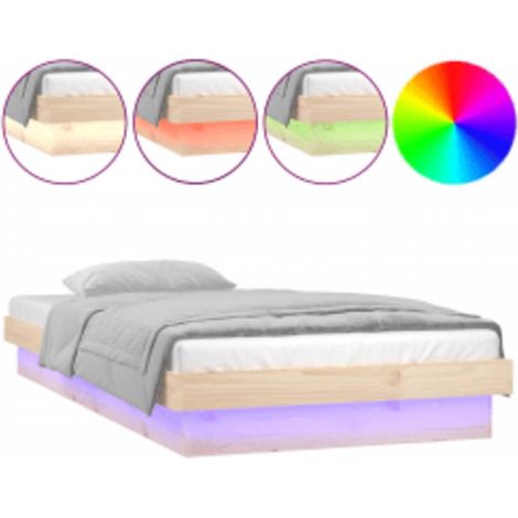 Maison Exclusive - Massivholzbett mit LED-Beleuchtung 100x200 cm