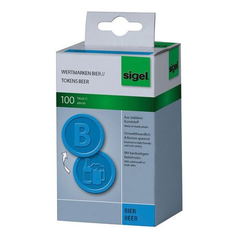 Sigel SI-WM005 Lot de 100 pièces de monnaie en plastique 25 mm Bleu bière