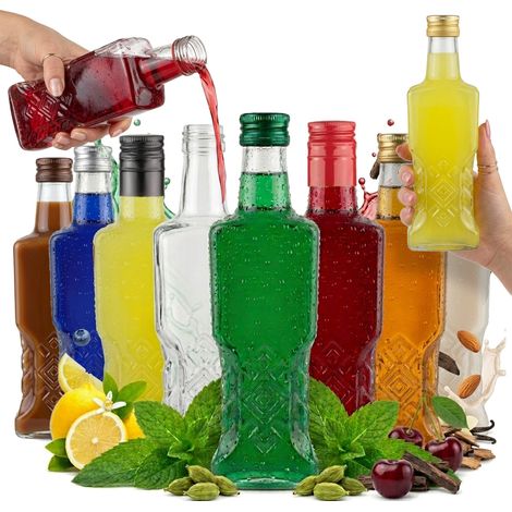 10 ukrainische Flaschen à 200 ml + Verschluss für Liköre, Wein, Alkohol, Sirup und Saft (1/5)