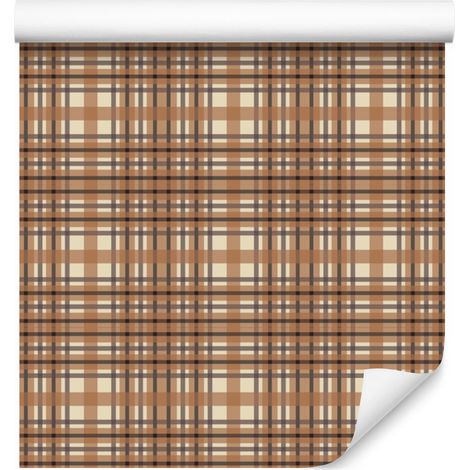 Carta da parati a quadri marroni, arancioni e beige per soggiorno e camera da letto, 50x1000 cm (1/5)