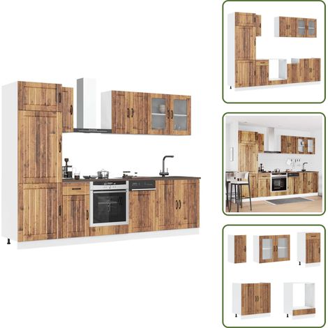 The Living Store 8-tlg. Küchenschrank-Set Kalmar Altholz-Optik Holzwerkstoff - Küchenmöbel