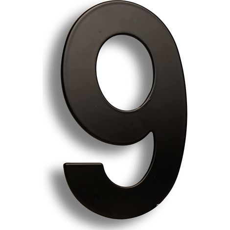 Numero 9 en acero inoxidable 152 mm Negro (1/5)