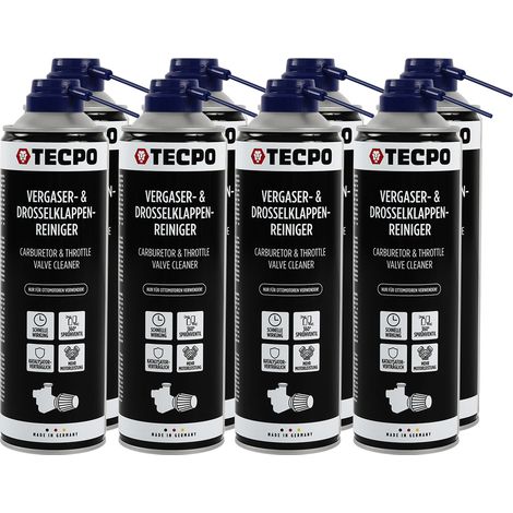 TECPO Vergaser- und Drosselklappenreiniger 8x 500ml Lösemittel AGR Ventil Reiniger Carburetor Cleaner Einspritzdüsen Düsenreiniger Ansaugreiniger