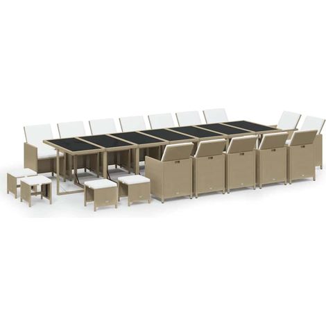 Maison Exclusive - Set da Pranzo per Giardino 19pz con Cuscini in Polyrattan Beige (1/5)