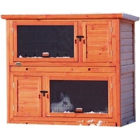 Natura clapier avec isolation, 2 étages - 116 × 113 × 65 cm, brun (1/5)