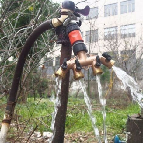 Robinet Sélecteur 4 Sorties - Répartiteur Laiton 4 Voies - Pour Irrigation Jardin - 1 Pièce (1/4)