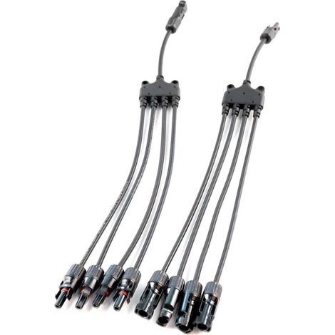 Pair of 4-Way T-Type Solar Connectors, 20cm Cable, 6mm², IP67, 1000V Panel (1/5)