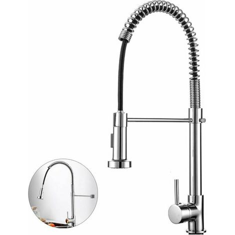 Modern Mono Kitchen Mixer Tap Dual Spout & Pull Out Spray Single Lever Chrome, 2-Modes Spray (1/5)