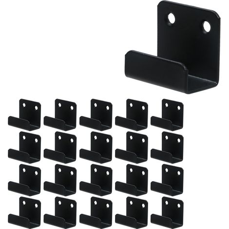 20 pièces crochets robustes carreaux de acier inoxydable crochets muraux support de dispositif en métal support d'angle en U pour garage de salle de bain et de cuisine (noir) (1/5)