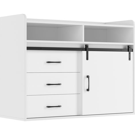Buffet HOMAVO 3 tiroirs 120 cm blanc HG1-S (1/5)