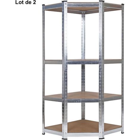 Lot de 2 Étagères d'angle à Charge Lourde Grise : 160 X 70 X 77 cm Robuste et Polyvalente, 200 kg (1/4)