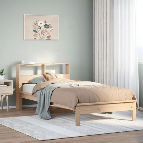 Cama con estantería sin colchón madera maciza de pino 90x200 cm