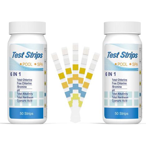 [JAMAIS UTILISÉ]6 en 1 Bandelettes Piscine Brome Spa, Languettes Ph Piscine Bandes Test Qualité d'eau sur Chlore Brome Alcalinité Acide Cyanurique Dureté du Liquide Testeur Générale (100pcs)
