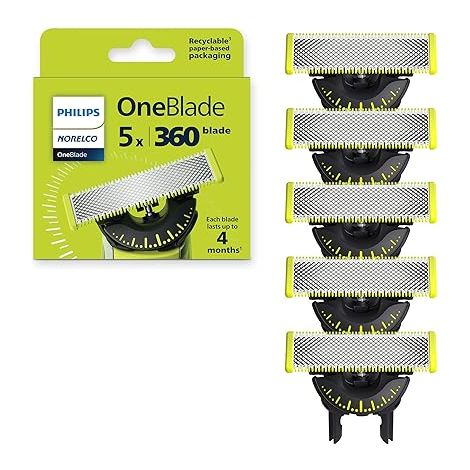 Lames de rechange OneBlade 360, 5 pièces, acier inoxydable durable, QP450/80 (1/5)