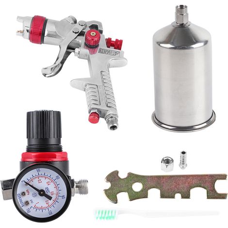Pistolet de peinture HVLP 1000CC par gravité, buse 1.4mm, avec régulateur intégré (1/5)
