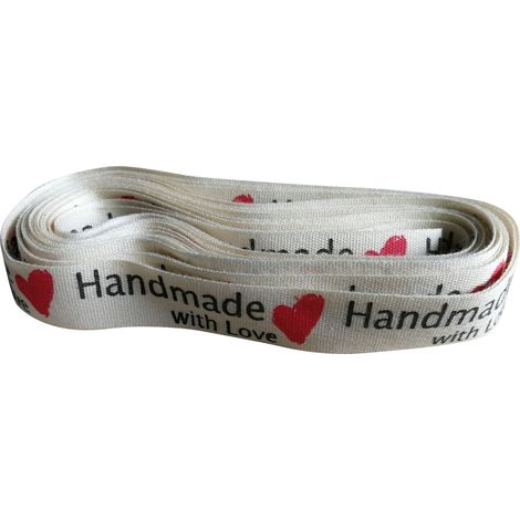 Printed Note Ribbon DIY Handmade Hair Accessories Bow Material (Handmade Red Peach Heart)