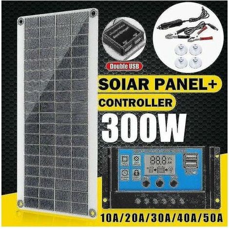 Kit panneau solaire 300W, module flexible monocristallin, contrôleur 20A, pour bateau, camping-car, voiture (1/5)