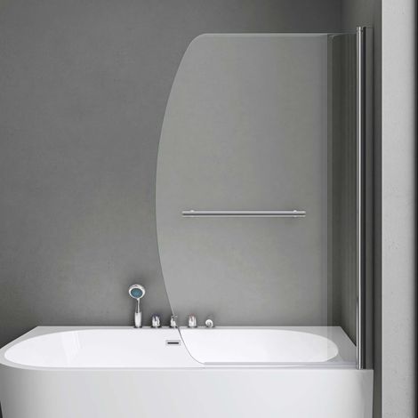 doporro 90x140 cm Design-Duschwand für Badewanne Badewannenaufsatz Duschabtrennung 6mm ESG-Sicherheitsglas inkl. NANO-Beschichtung Badewannenfaltwand