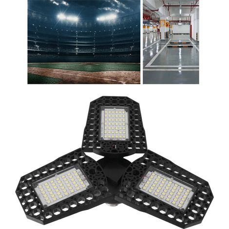 Lampe industrielle et minière LED 60 W, applique murale pliable et déformable à trois volets pour garage, entrepôt et usine, 85-265 V (1/5)