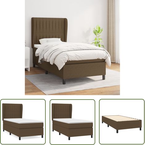 The Living Store Boxspringbett mit Matratze Dunkelbraun 100x200 cm Stoff - Boxspringbett - Doppelbett - Bettenrahmen - Lattenrost - Matratze (1/5)