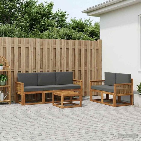vidaXL Outdoor-Sofagarnitur 6 pcs Natur und Anthrazit Polyester (1/5)