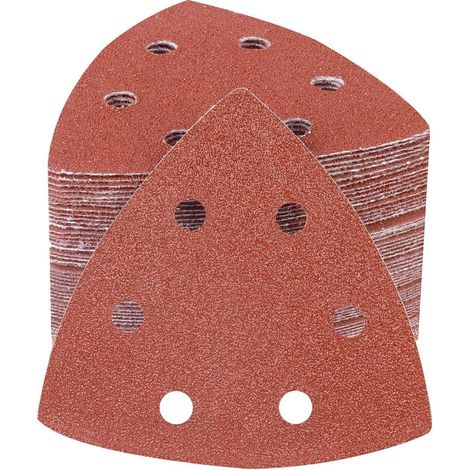 90x93mm Deltaschleifpapier 80 Körnung Klett mit 8 Löchern für Holz & Metall (1/5)