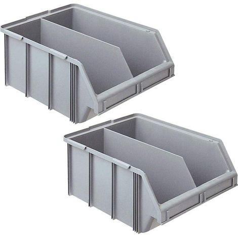 BRB Lot de 2 boîtes de présentation « Classic » FB 1T avec cloison de séparation - Dimensions : 570/450 x 437 x 245 mm - 48 l - Gris