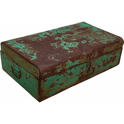 Maleta de metal acabado artesanal marrón 67x37x25h cm