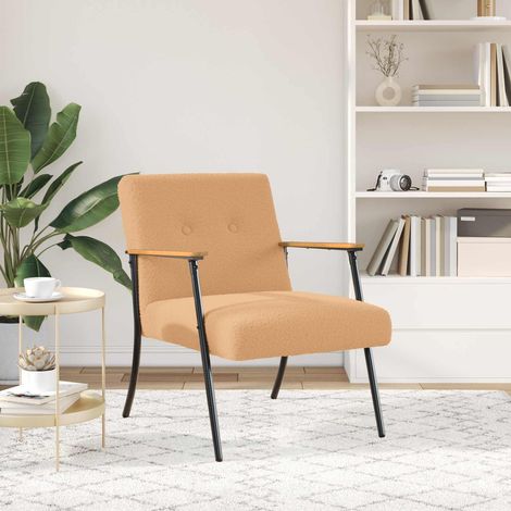 vidaXL fauteuil Beige Tissu ressemblant à de la laine bouclée