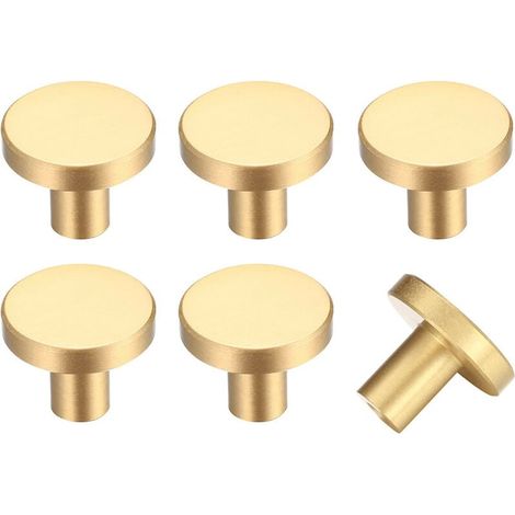 Oro - 6 pezzi Pomelli per cassetti, Pomelli per mobili, Pomelli rotondi per mobili, Pomelli per cassetti in ottone dorato, Maniglie per porte da cucina, - 20 25 mm (1/4)