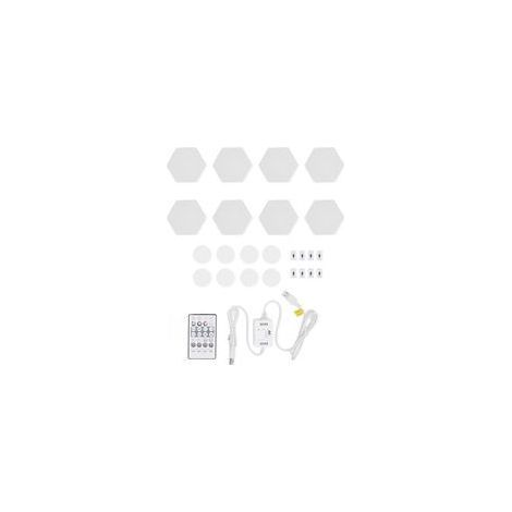Appliques murales LED hexagonales RGB – Kit de 8 unités avec synchronisation musicale, commande vocale, Wi-Fi et USB pour ambiance cinéma & gaming (1/5)