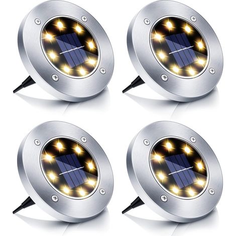 Lampadaire solaire, 4pcs LED Solar Garden Light ip65 Solar Garden Light résistant à l'eau et au chaud blanc [Classe énergétique a + +] [Classe énergétique G] (1/5)