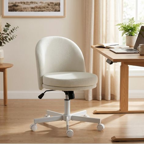 Silla de oficina regulable con función balancín, efecto chenilla, crema OKMYHOME (1/5)