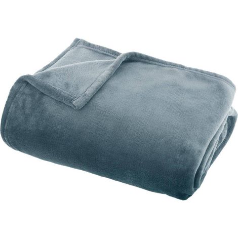 Gettoni Ollis in flanella blu tempesta 130x180cm - Atmosphera créateur d'intérieur