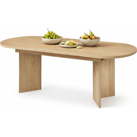 Mesa de comedor extensible 160/200 x 90 cm color roble para 6-8 personas (1/5)