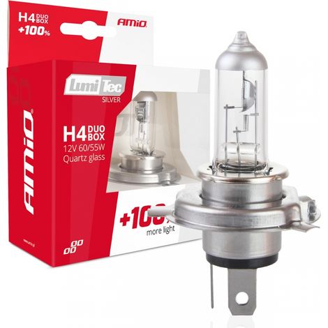 Bombillas halógenas H4 12V 60/55W LumiTec plata +100% DUO amio-01402 (1/5)