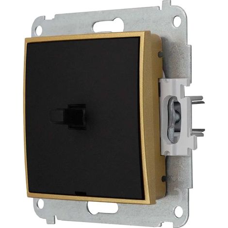 Schaltermodul ohne Rahmen, einzeln, USA Karlik Mini, Farbe Mattschwarz/Gold (1/3)
