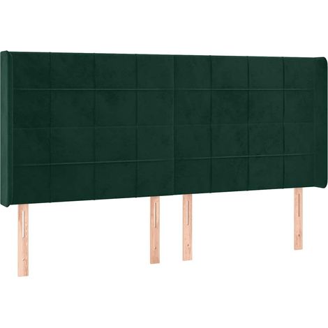 Testiera Testata del letto ad Orecchio Verde Scuro 203x16x118/128 cm in Velluto (1/5)