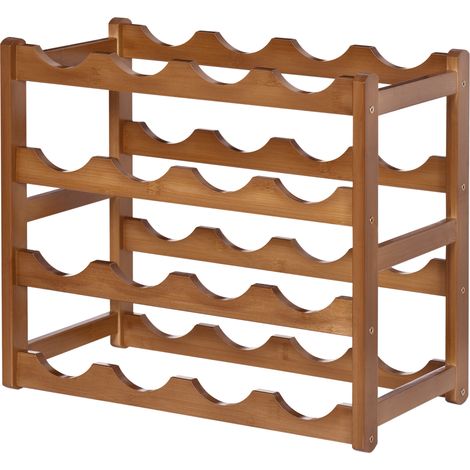 Casier à vin en bambou à 4 niveaux pour 16 bouteilles, charge maximale 75 kg, 43 x 23,5 x 38 cm, marron (1/5)