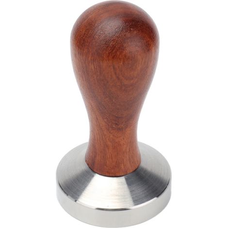 Tasseur à café de 53 mm avec manche en bois, en acier inoxydable, pour restaurant. (1/5)