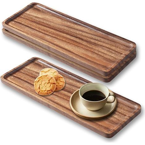 Plateau de Service en Bois d'acacia - Planche à charcuterie en Bois pour Servir des Aliments, des Fruits et du Fromage (3, M) (1/5)