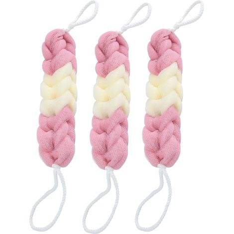 Luffa long pour la douche, lot de 3 éponges luffa tressées extensibles, éponge exfoliante en filet pour le dos et le bain, pour hommes et femmes. (1/5)