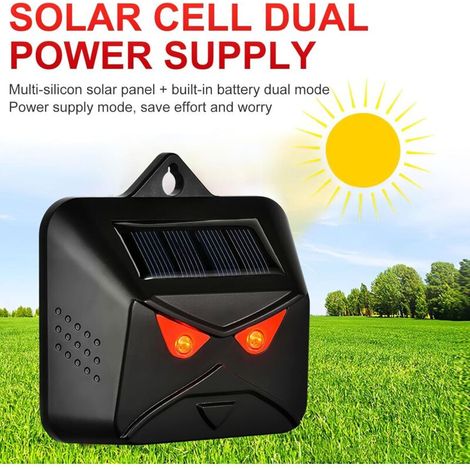 Lot de 2 répulsifs solaires pour animaux d'extérieur avec lumière LED rouge - Dispositifs de dissuasion contre les mouffettes et les renards (1/4)