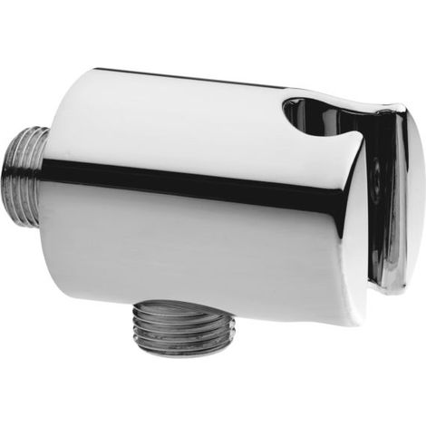 AquaCraft 100 Wandanschlussbogen 1/2 Zoll mit integriertem Brausehalter 90° Winkel Messing verchromt Wandanschluss für Duschkopf Brauseanschluss Dusche Wandmontage