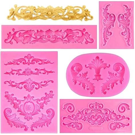 Moule Silicone Fleur, 5 Pièces Moule Pate a Sucre, Formes Différentes Moule Silicone Platre, Relief Moule Silicone Fleurs Convient pour Mariages Festivals Anniversaires Fêtes Célébrations (1/5)