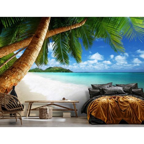 Vlies Fototapete Strand 250x175 cm, Tapeten, für Wohn und Schlafzimmer, Vliestapete Wandtapete Tapete 3D Effekt- inkl. Kleister - Meer, WallArena (1/4)