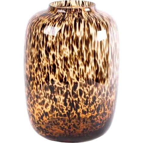 Vase en Verre Fait à la Main Motif Guépard Marron pour Salon et Bureau 25 x 35 cm - PANGIVO (1/2)