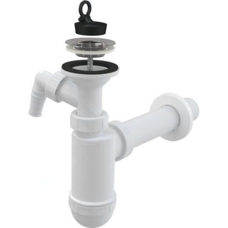 Bouchon anti-odeurs pour bouteille Alcadrain pour lavabo DN 40 avec une connexion d'appareil et une grille en acier inoxydable DN 63 (1/2)